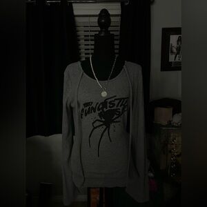 Grey and black long sleeve top with spider design #goth #grunge